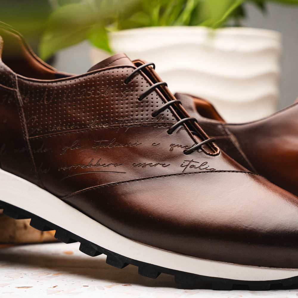 Zelli Testo Italian Calfskin Sneakers Brown (65-395-BRN)