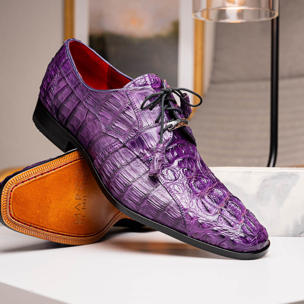 Marco Di Milano Tulum Caiman Crocodile Derby Purple