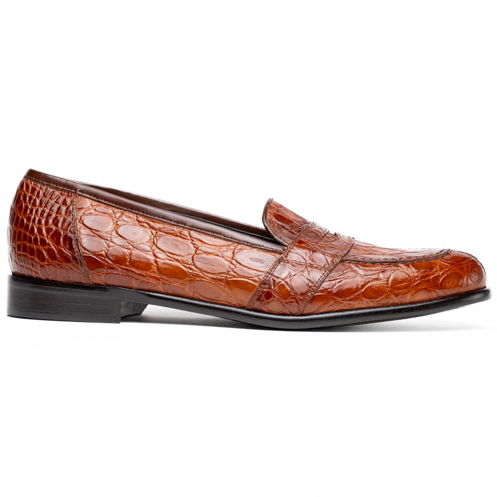Zelli Tuscany Crocodile Slip-On Cognac | MensDesignerShoe.com display picture 1
