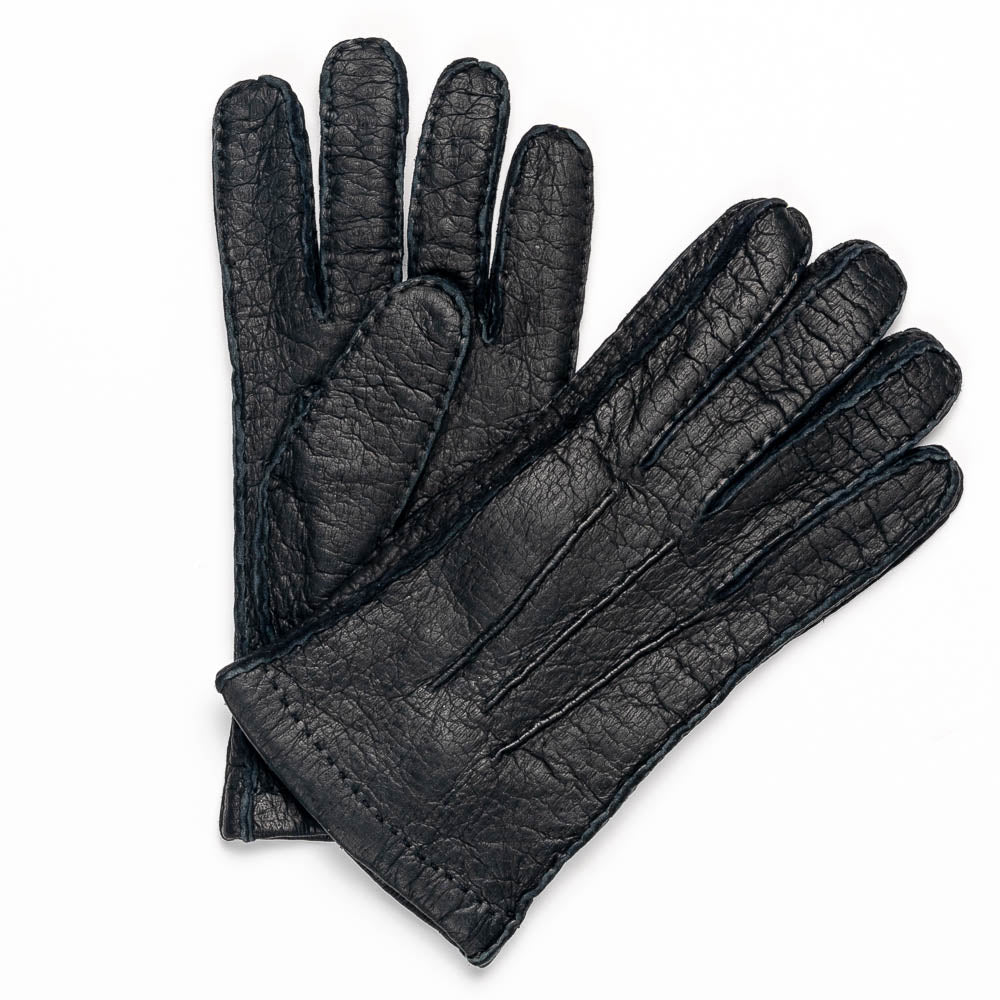 Moreschi Vail Genuine Peccary & Cashmere Gloves Black
