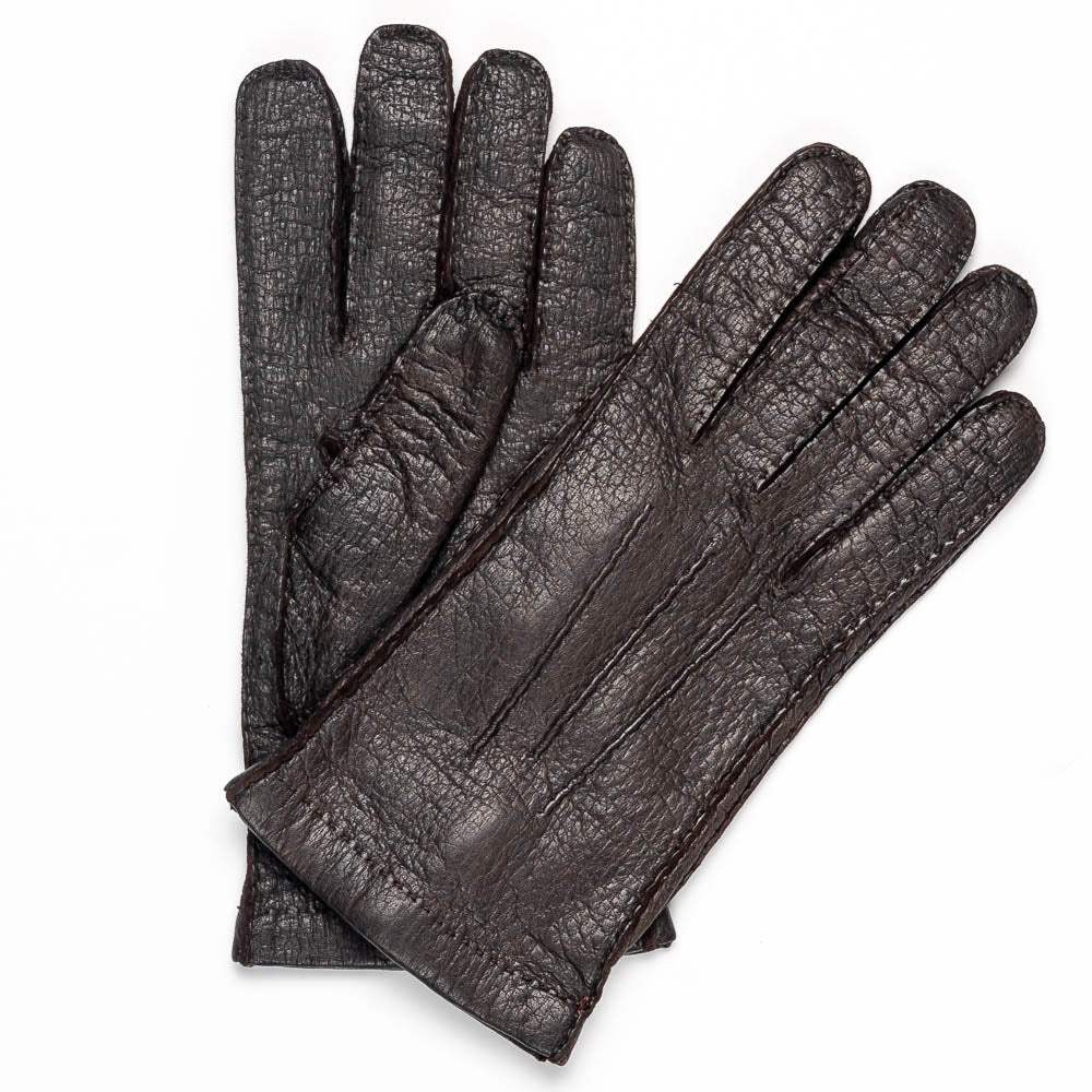 Moreschi Vail Genuine Peccary & Cashmere Gloves Brown