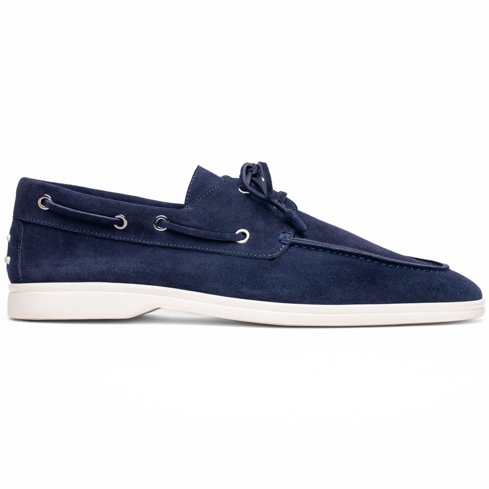 Zelli Venice Sueded Italian Goatskin Boat Shoe Navy
