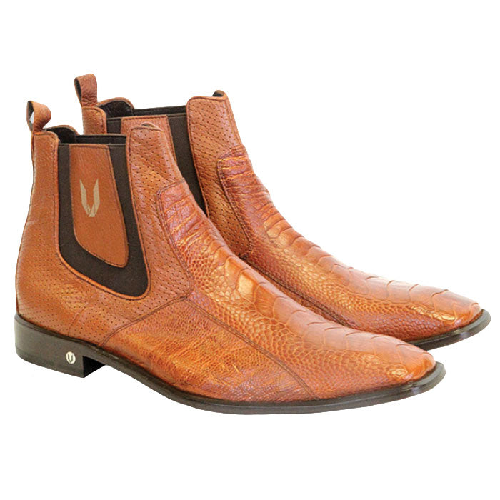 Vestigium Ostrich Leg Chelsea Boots Cognac