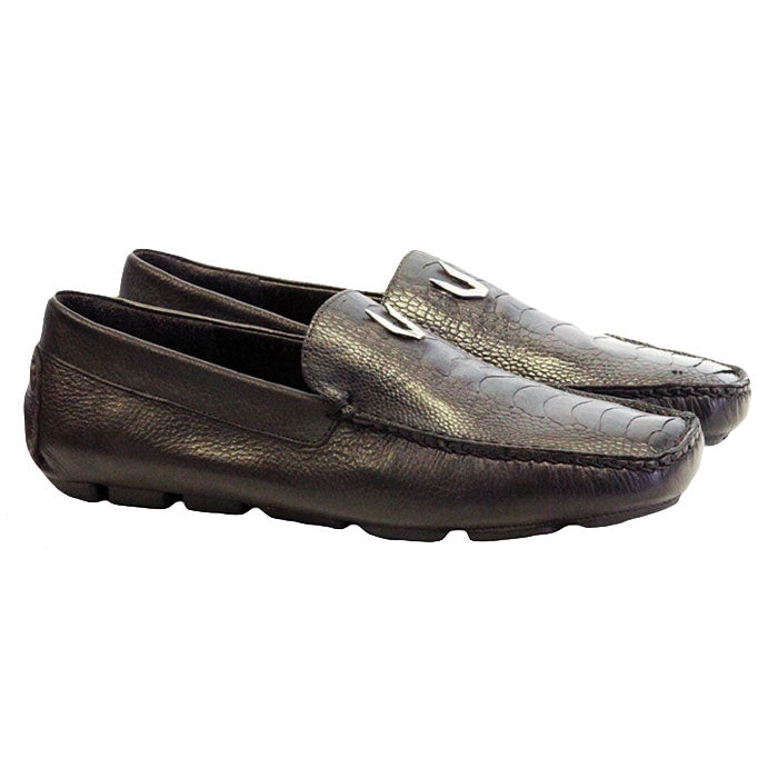 Vestigium Ostrich Leg Driving Loafers Brown