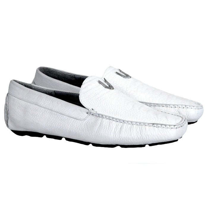 Vestigium Ostrich Leg Driving Loafers White