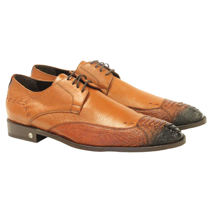 Mens Ostrich Skin Shoes Men's Full Leather Cognac Vestigium Genuine Ostrich Derby Shoes Handcrafted