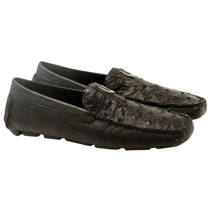 Vestigium Ostrich Driving Loafers Black