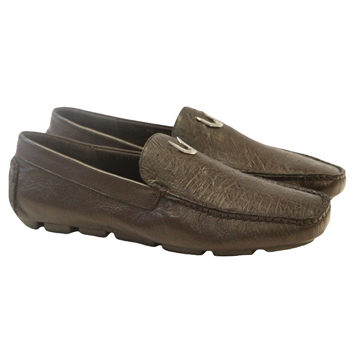 Vestigium Ostrich Driving Loafers Brown