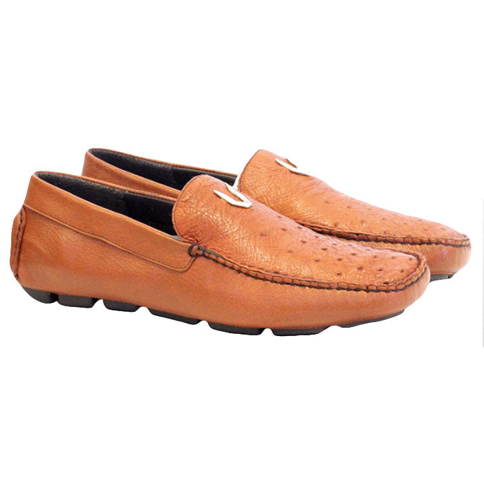 Vestigium Ostrich Driving Loafers Cognac