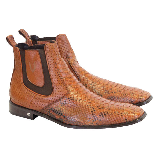 Vestigium Python Chelsea Boots Cognac | MensDesignerShoe.com display picture 1