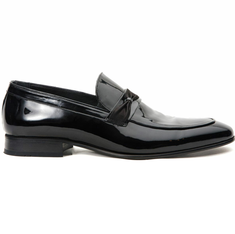 Vinci Leather The Dodoma Black Patent Leather Loafer Shoe (8017)