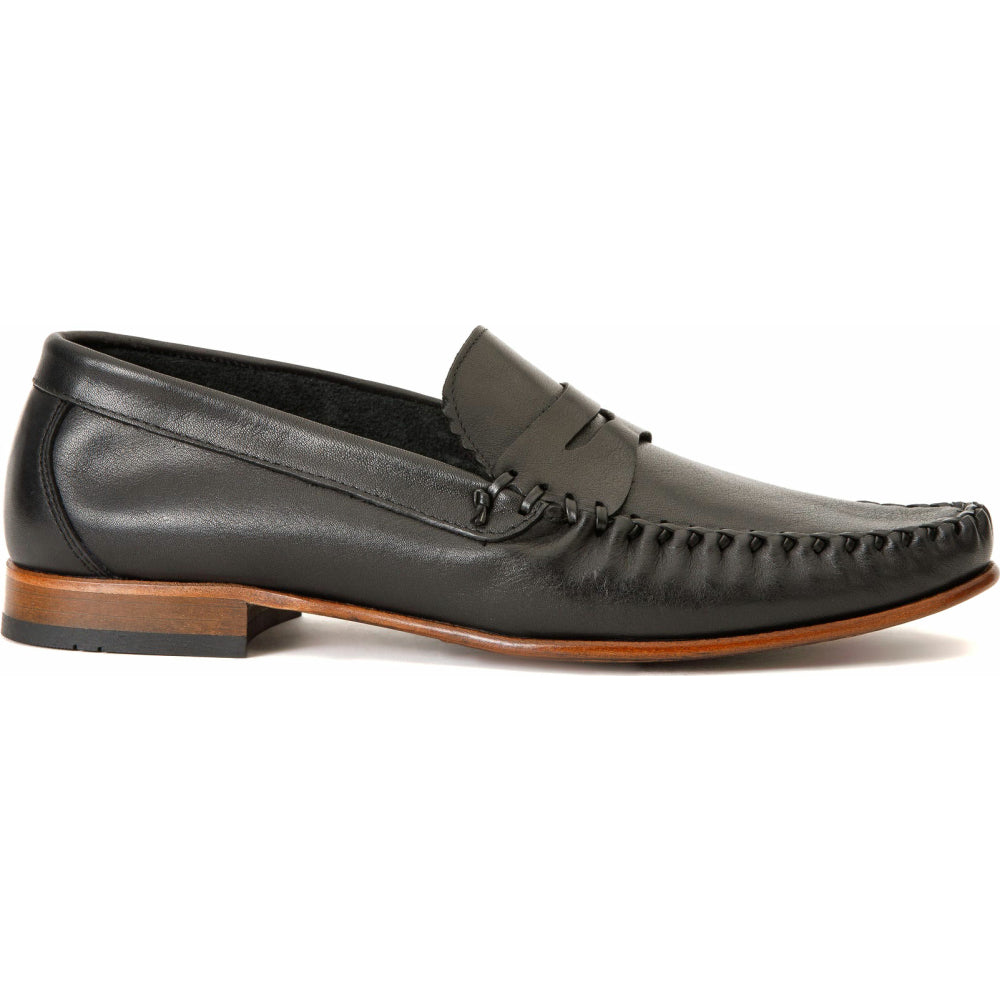 Vinci Leather The Eregli Black Leather Penny Loafer (08100)