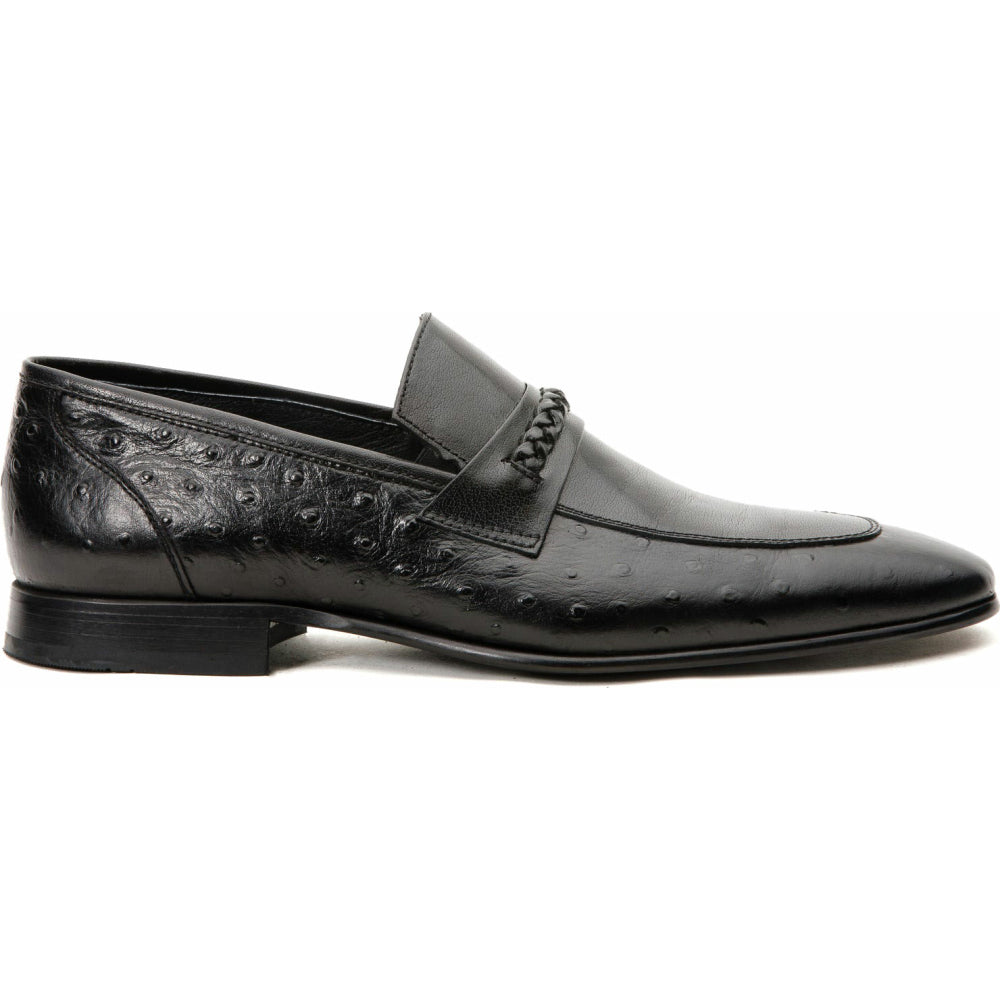 Vinci Leather The Johannesburg Black Leather Dress Loafer Shoe (10667)