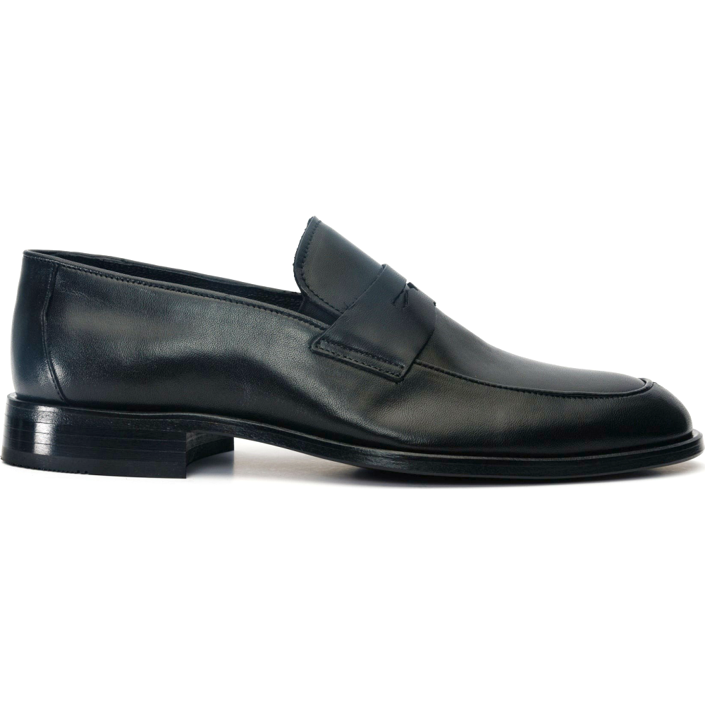 Vinci Leather The Marinka Black Leather Shoe Penny Loafer (9439)