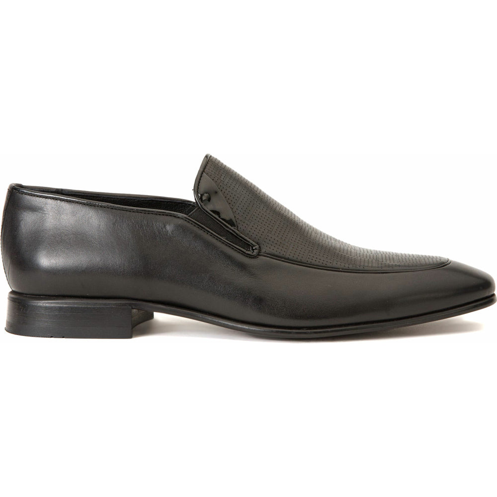 Vinci Leather The Migues Black Leather Loafer Shoe (9548)