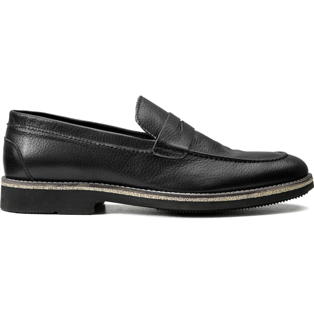 Vinci Leather The Monroe Black Leather Penny Loafer (13092)