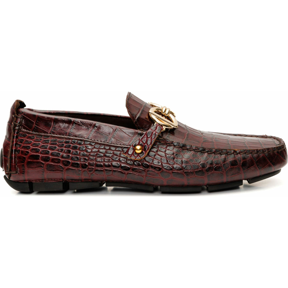 Vinci Leather The Pisa Burgundy Leather Bit Drive Loafer Shoe (3265)