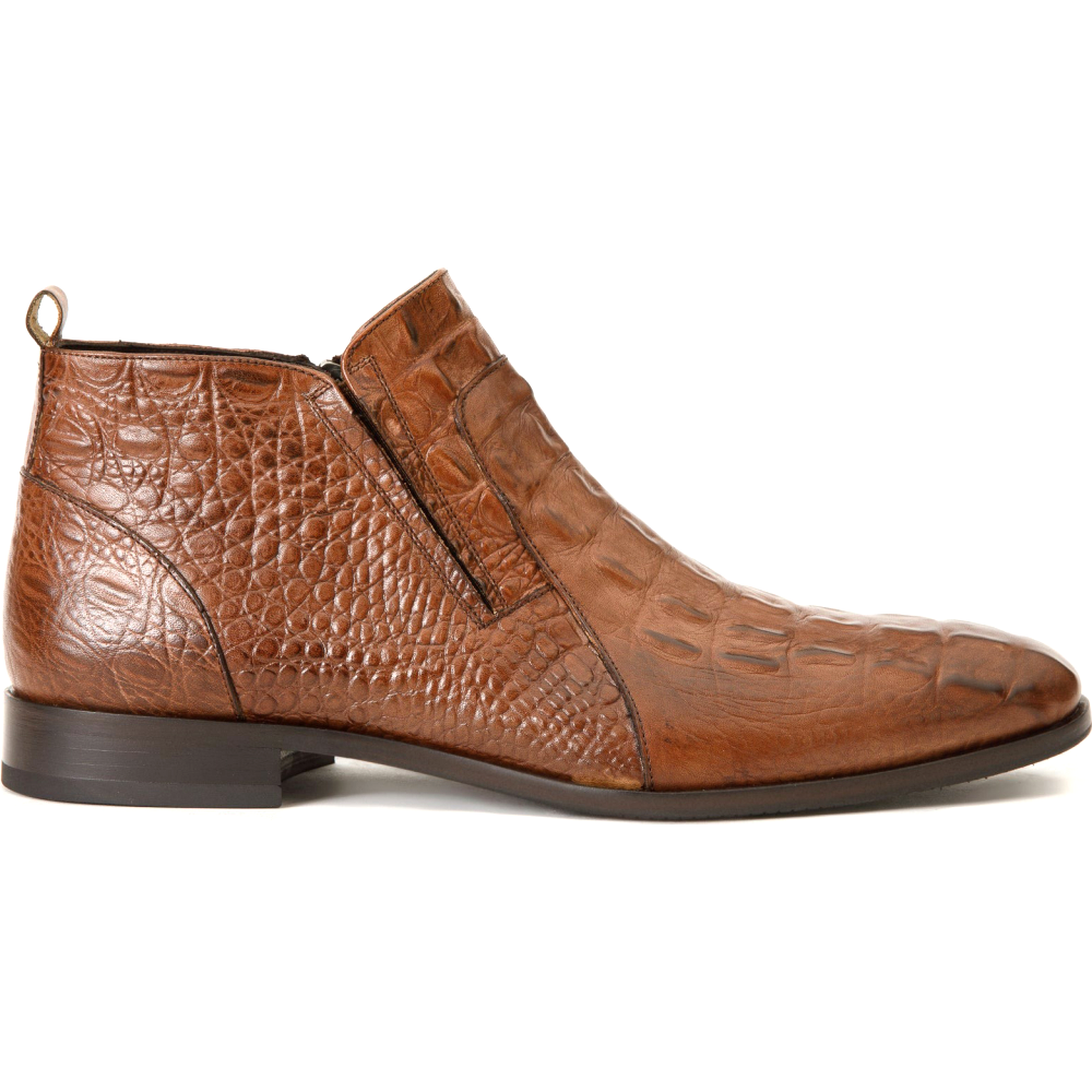 Vinci Leather The Randor Brown Leather Side-zip Dress Ankle Boot (D-912)