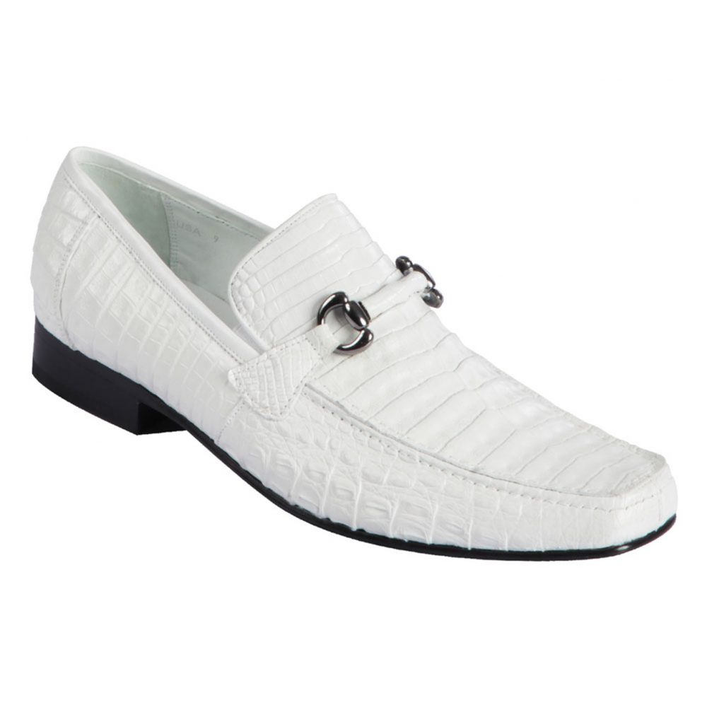 Los Altos Caiman Belly Bit Loafers White | MensDesignerShoe.com display picture 1