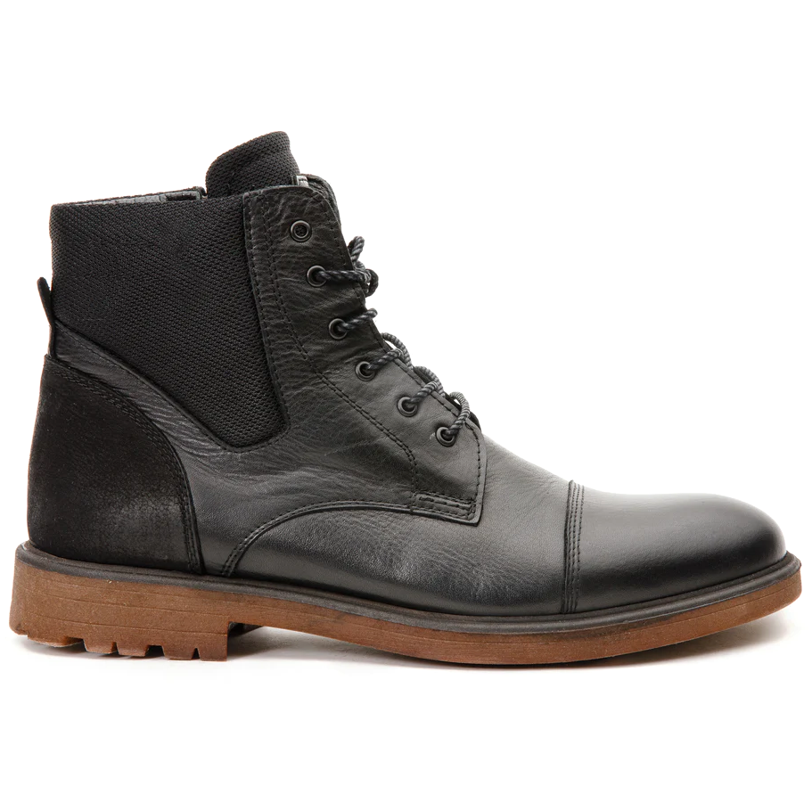 Vinci Leather The Zagreb Black Leather Cap Toe Lace Up Boot With A Zipper (14020) Image