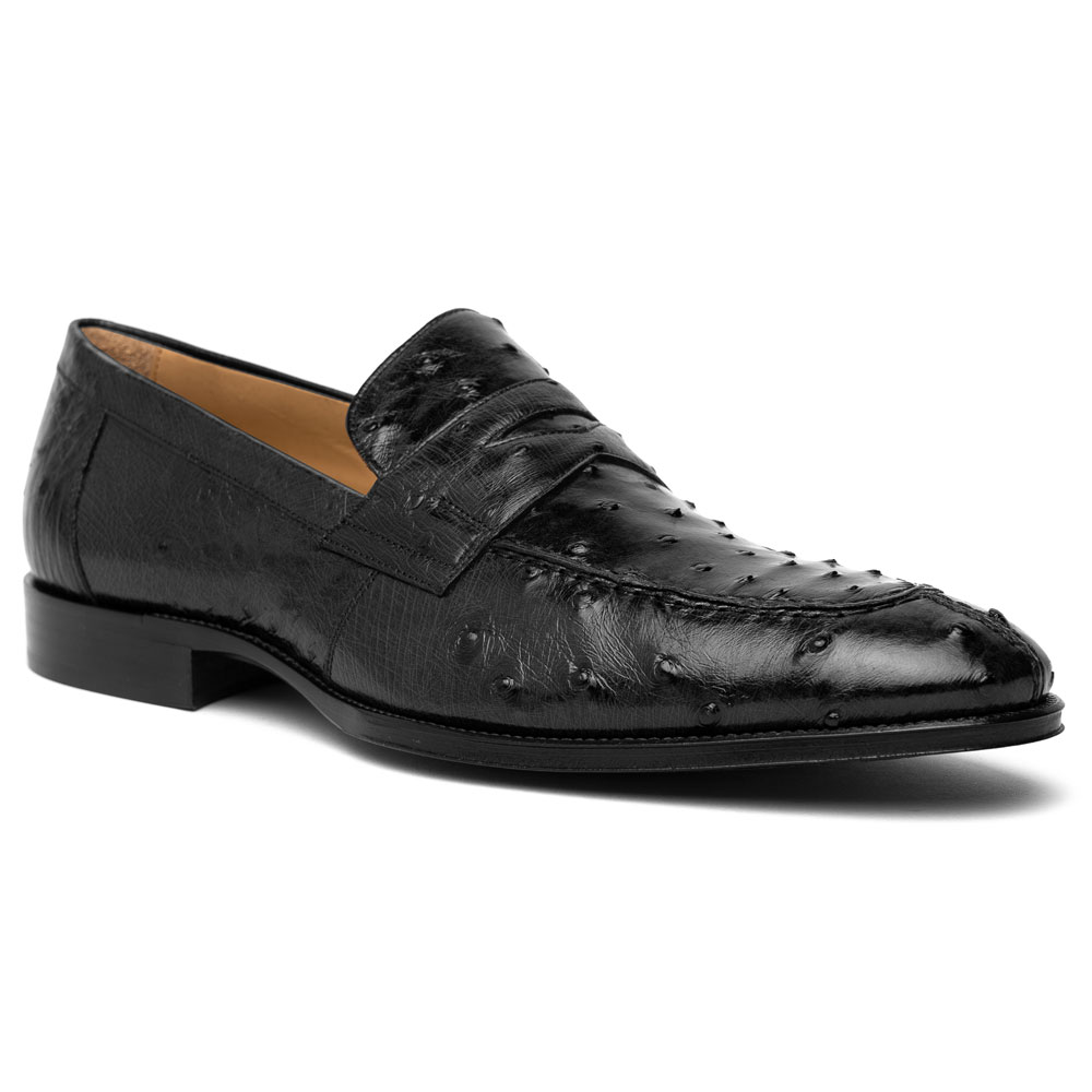 Zelli Roma Ostrich Quill Penny Loafers Black Image