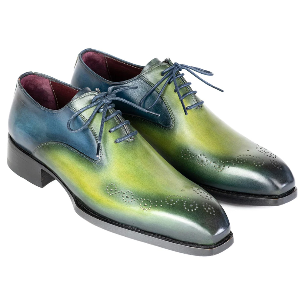 Paul Parkman Goodyear Welted Punched Oxfords Blue & Green Image