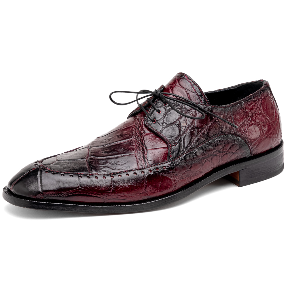Mauri 3287 Alligator Derby Shoes Ruby Red / Dirty Black Image