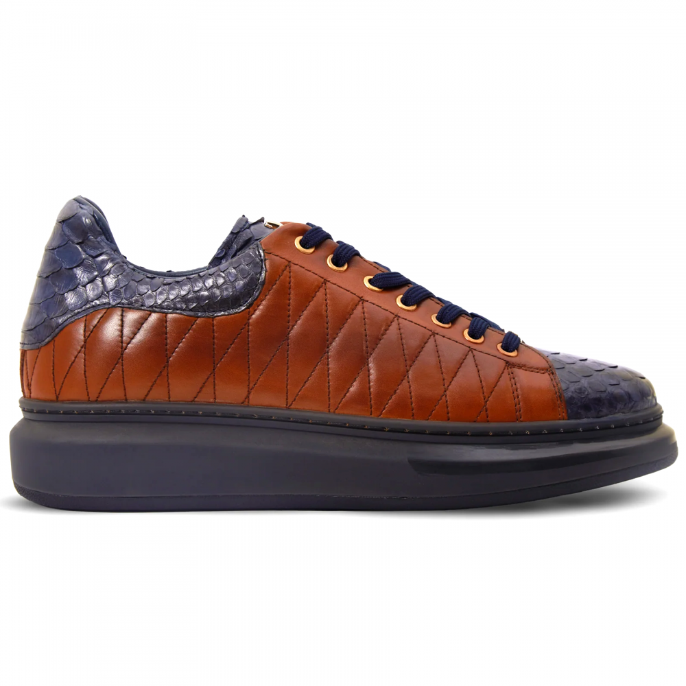 Vinci Leather The Adler Snk Leather Sneaker Limited Edition Tan & Navy (17474 S-1) Image
