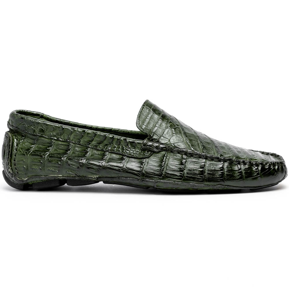 Calzoleria Toscana 4551 Crocodile Driving Shoes Green Image