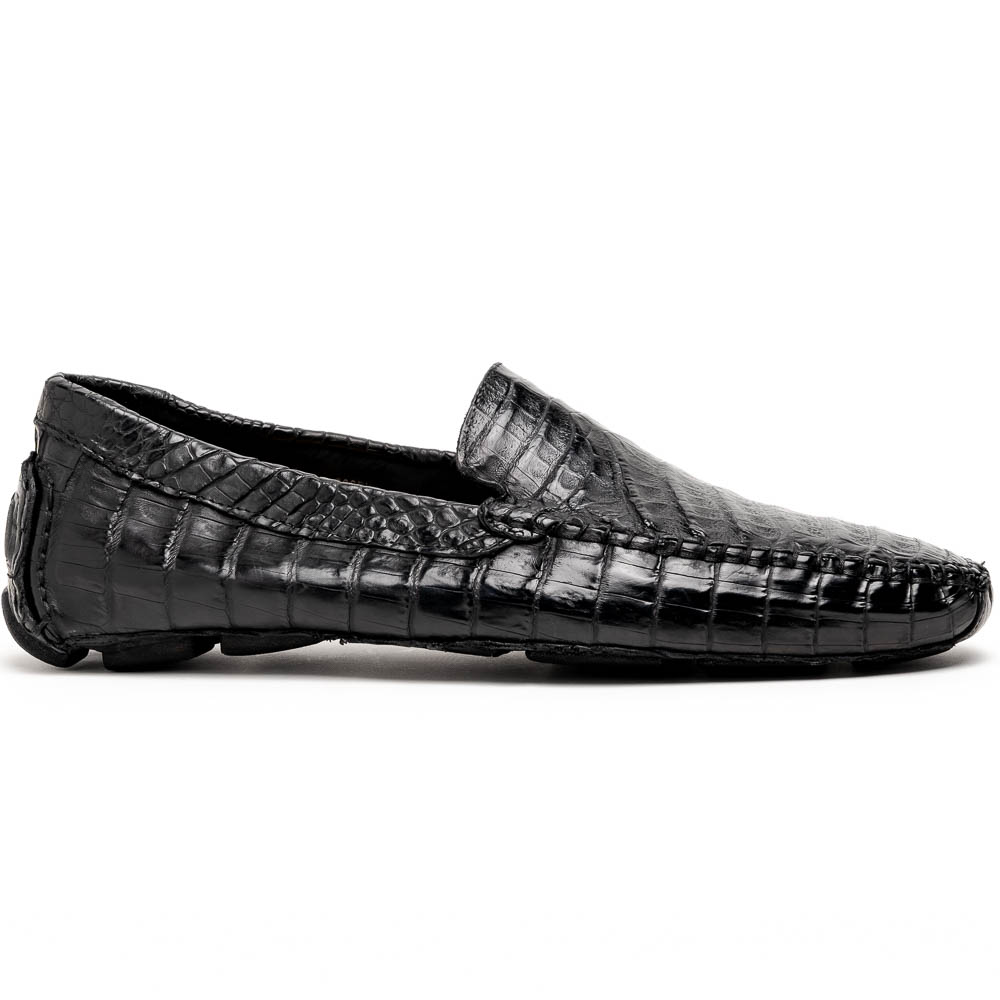 Calzoleria Toscana 4551 Crocodile Driving Shoes Black Image