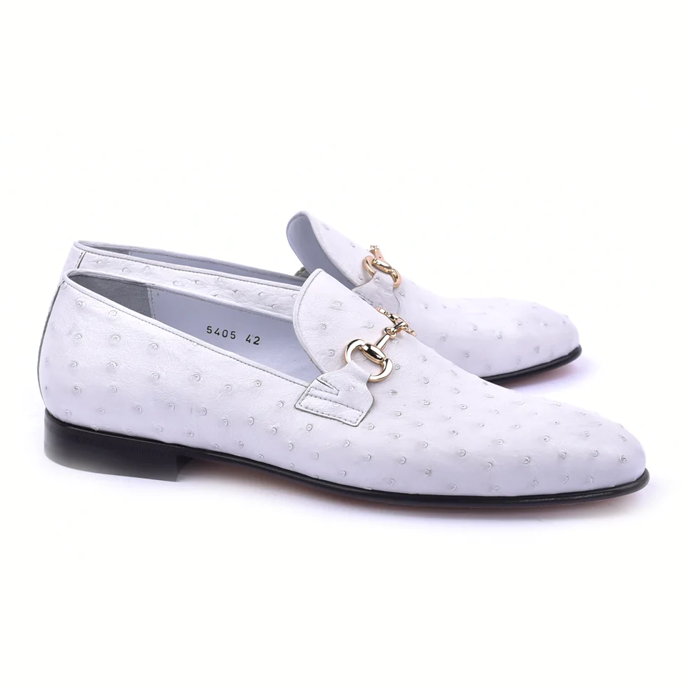 Corrente Ostrich Buckle Loafer White Image