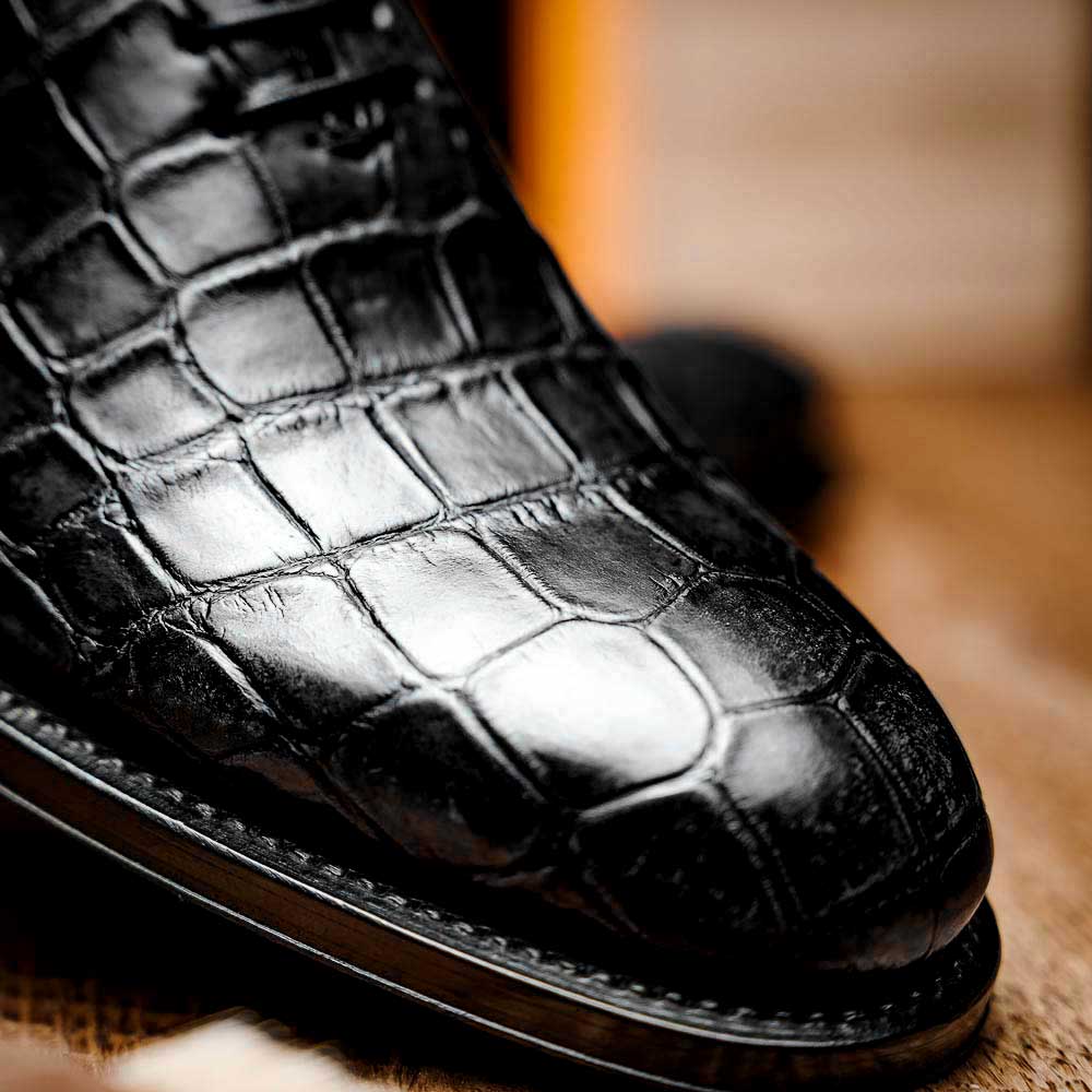 Caporicci 5952 Alligator Oxfords Black | MensDesignerShoe.com