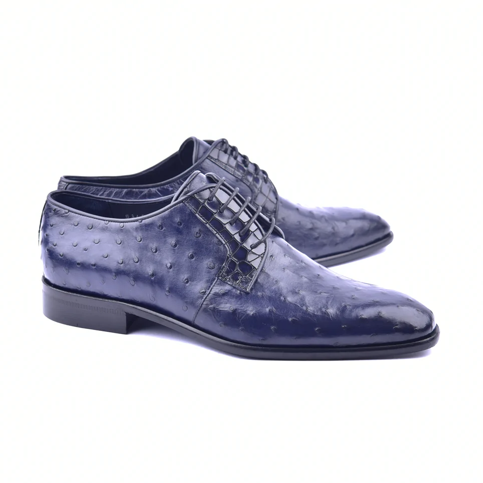 Corrente C01504-6348 Genuine Ostrich Lace Up Navy Image