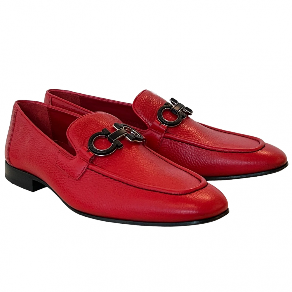 Corrente 6472 Grain Leather Bit Loafer Red Image