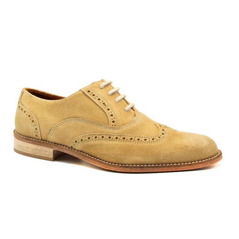 Zelli Cirico Suede Wing Tip Brogue Lace Up in Ivory Image