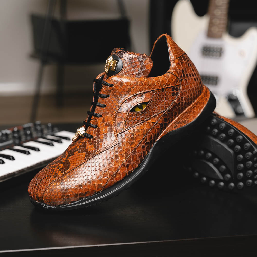 Mauri Snake Eyes 8596 Python Sneakers Black / Gold | MensDesignerShoe.com