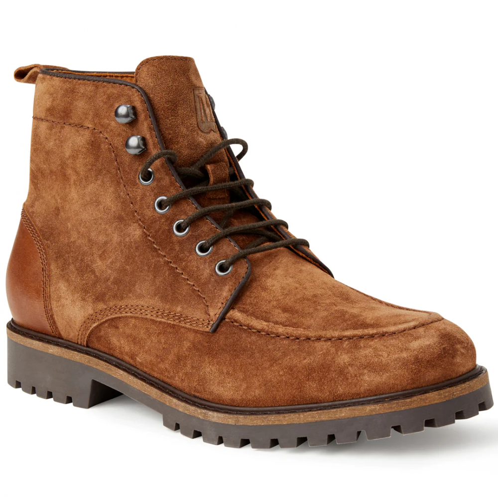 Bruno Magli Bennett Lace-Up Suede Boots Cognac Image