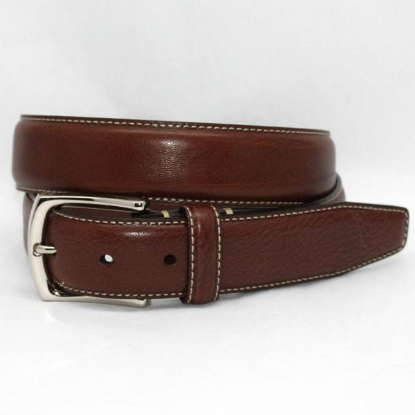 Torino Leather Burnished Tumbled Glove Belt - Brown Image