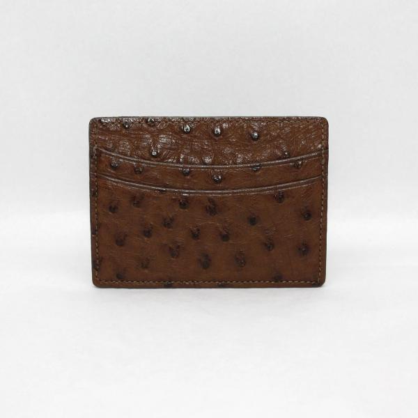 Torino Leather Genuine Ostrich Card Case - Brown Image