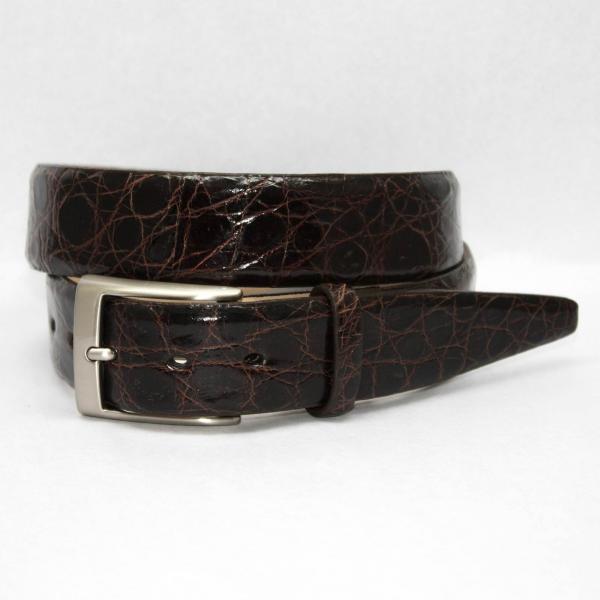 Torino Leather Big & Tall Glazed South American Caiman Crocodile Belt - Brown Image