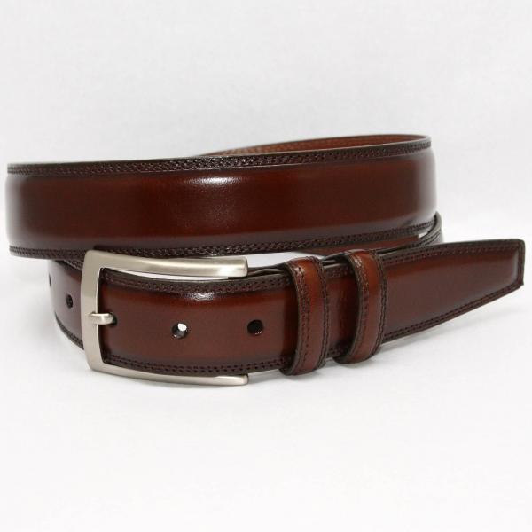 Torino Leather Hand Stained Italian Calf Belt - Brown Image