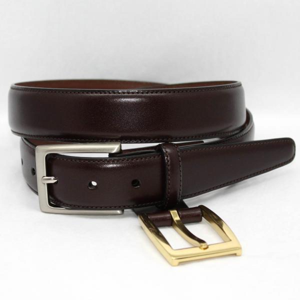 Torino Leather Kipskin Belt  Double Buckle Option - Brown Image
