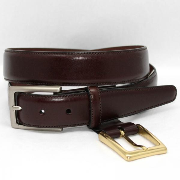 Torino Leather Kipskin Belt Double Buckle Option - Cordovan Image