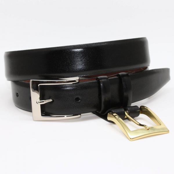 Torino Leather Krinkle Calf Aniline Leather Belt - Black Image