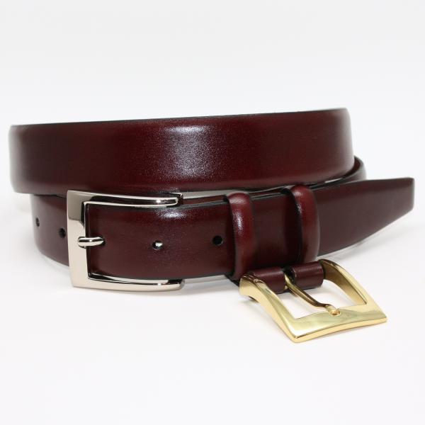 Torino Leather Krinkle Calf Aniline Leather Belt - Cordovan Image