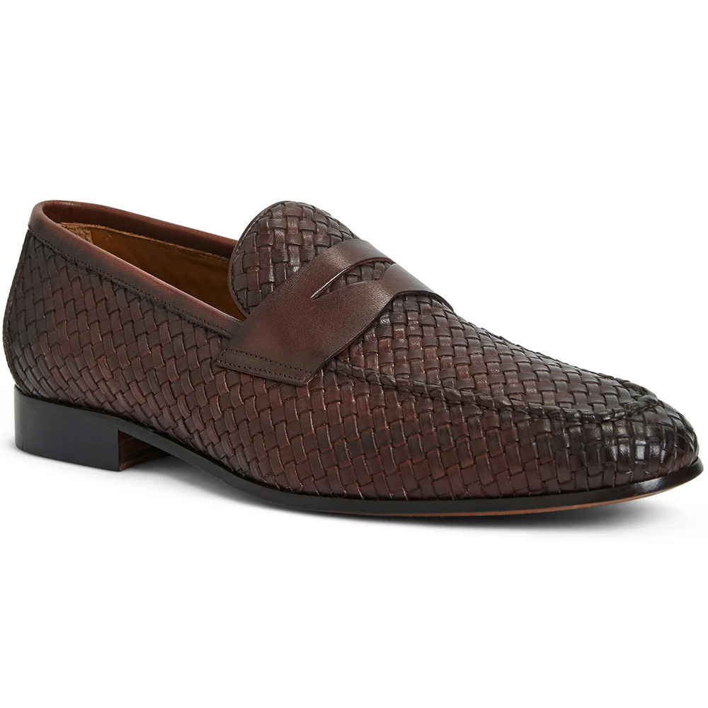 Bruno Magli Manfredo Woven Leather Slip-on Loafers Brown Image