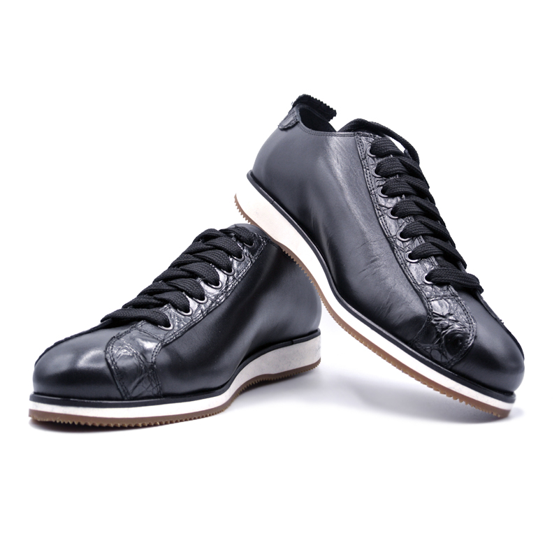 Zelli Calf & Crocodile Sneakers Black Image