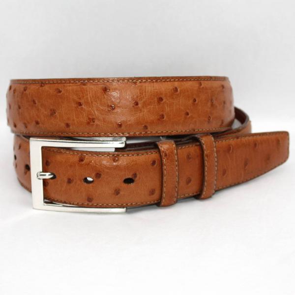 Torino Leather South African Ostrich Quilled Belt - Saddle Image