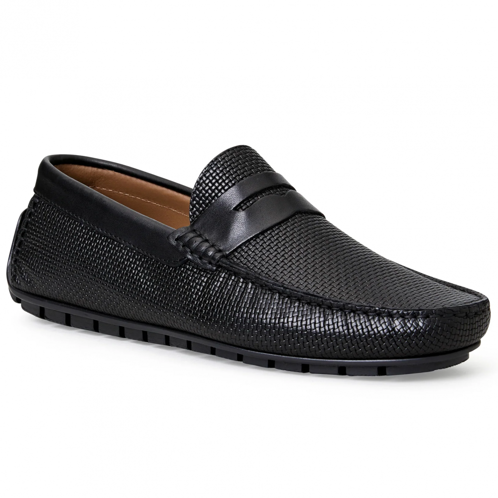 Bruno Magli Xane Woven Leather Casual Slip-on Driving Moccasin Black Image