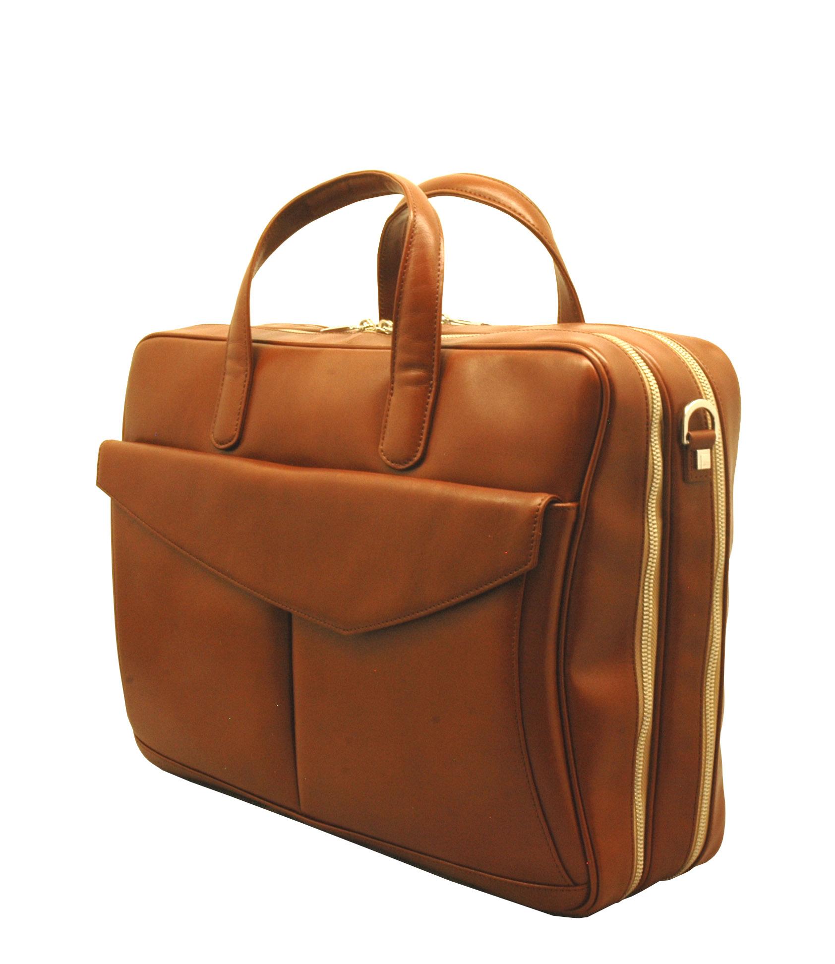 Aaron Irvin Double Zip Brief Bag w/Pocket - MensDesignerShoe.com